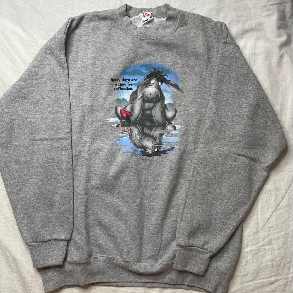 Vintage Disney Winnie the Pooh Eeyore Rainy Days Crewneck Sweatshirt Large